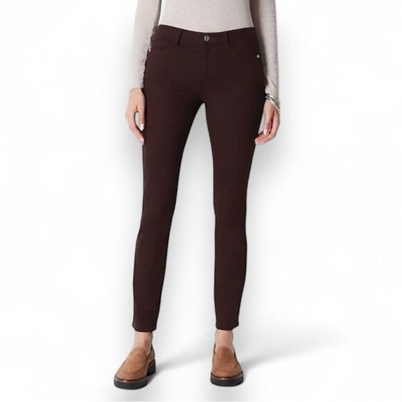 NEW J.Jill Denim Jeans Authentic Fit Slim Ankle Mid Rise Dark Burgundy Size 8P - Picture 1 of 7